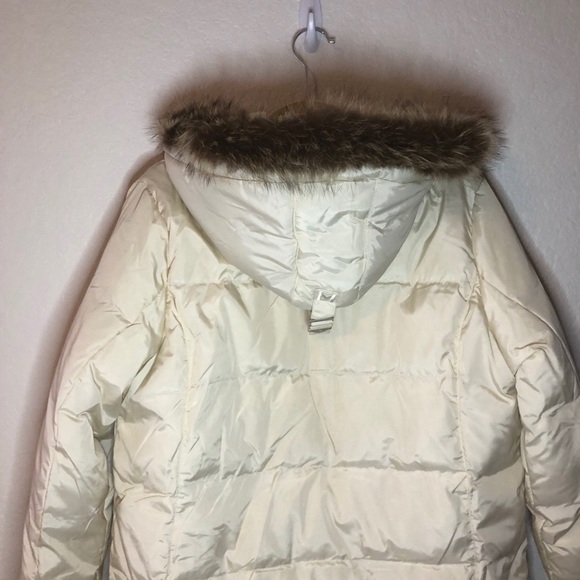 MICHAEL Michael Kors Jacket Cream Down Hooded Jacket Sz L EUC Fur Trim Hood - Picture 13 of 14